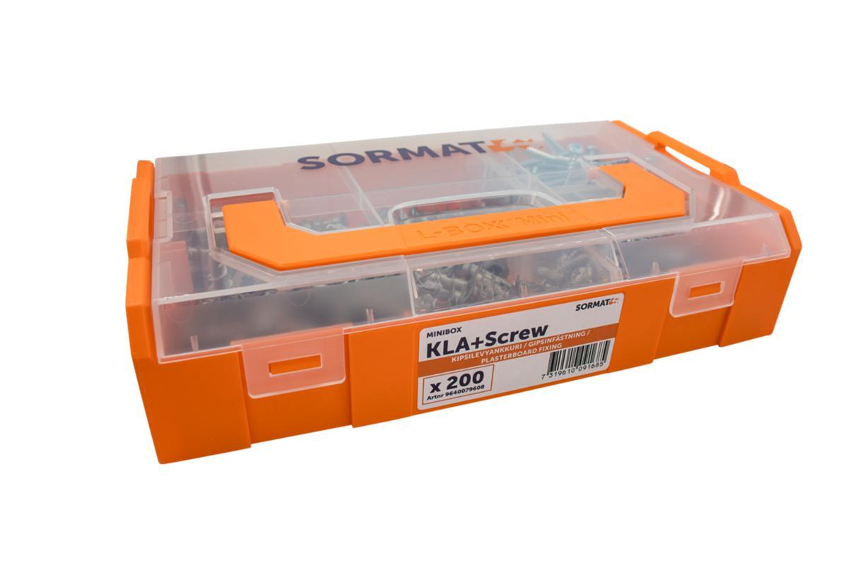 Skivplugg Sormat KLA Metall Minibox - MINIBOX KLA + SKRUV SORMAT GIPSFÄSTE METALL + SKRUV 200ST