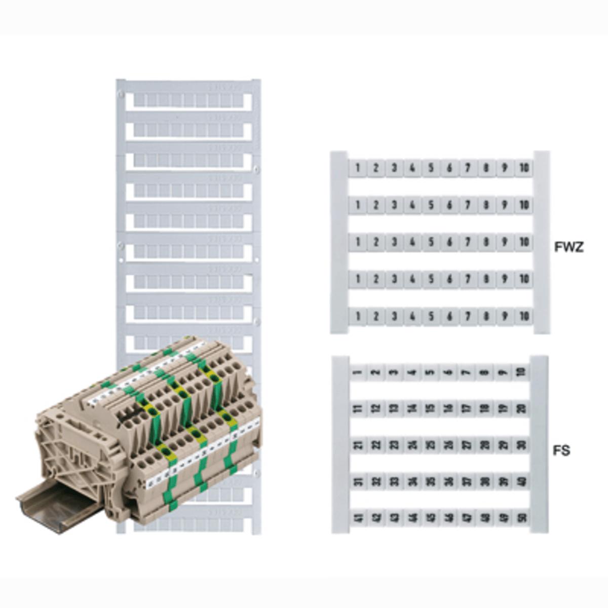 Märkskyltar Dekafix 5 FWZ 1-410, L1-PE - MÄRKKARTA 5FWZ 111-120 50TKN