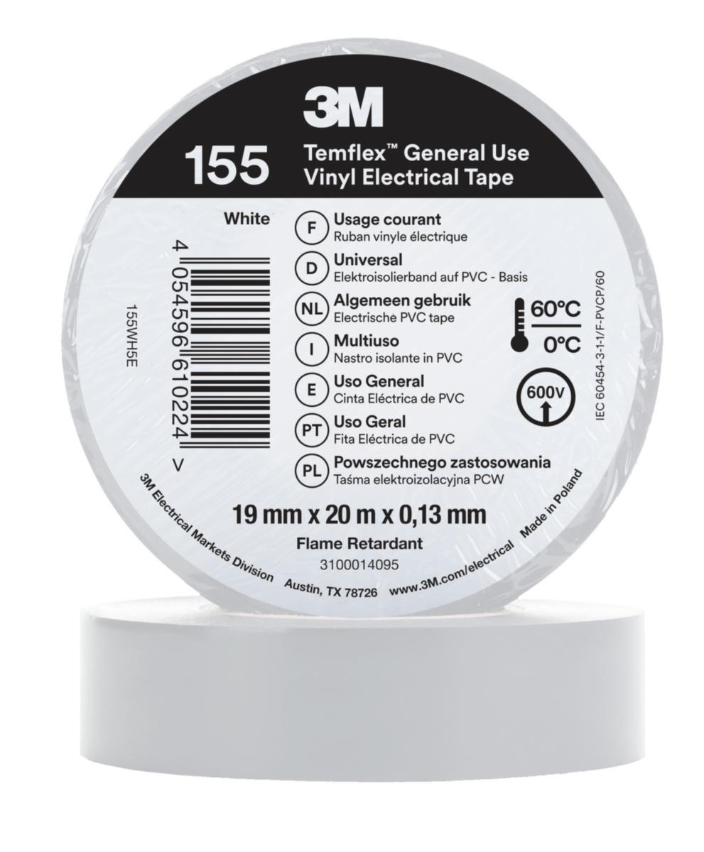 Märktejp Temflex T155 - MÄRKTEJP T155 19X20 VIT 3M TEMFLEX VINYLELTEJP 155 1