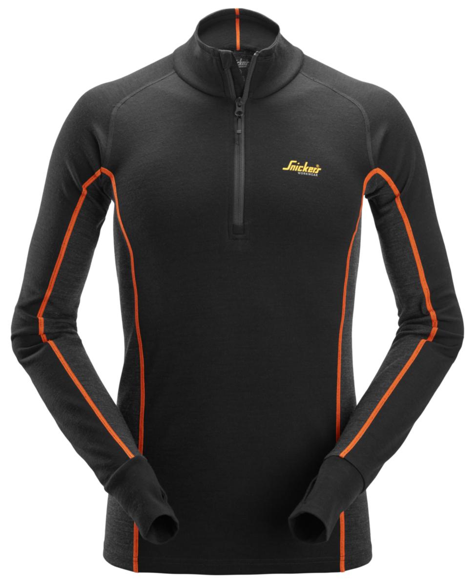 Undertröja Snickers 9482 - UNDERTRÖJA SNICKERS 9482 SVART HALVZIP MERINA STL M