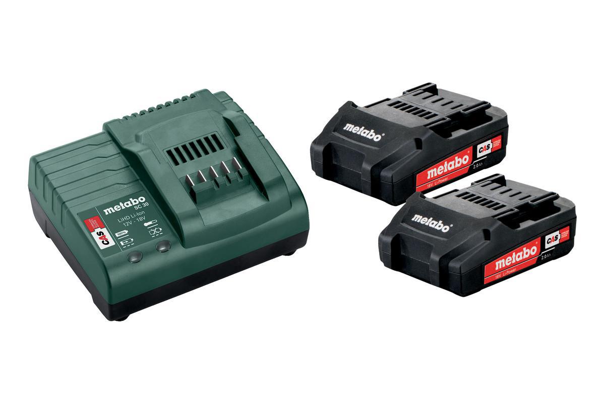 Batteriset Metabo 18 V 2x2.0 Ah - BATTERISET METABO 18V 2X2AH LI-POWER/LADDARE SC30