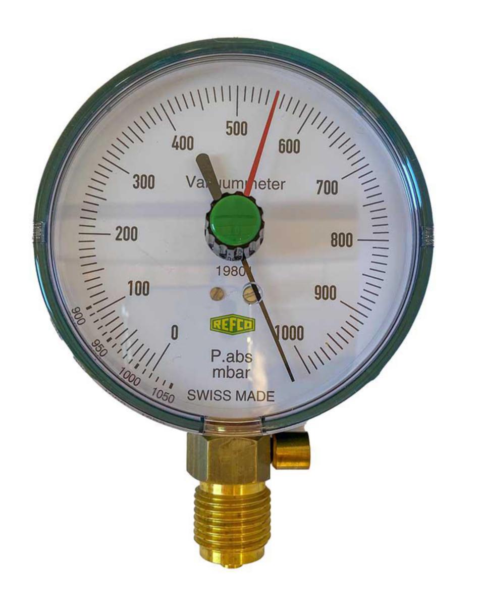 Analog vakuummeter Refco - ANALOG VAKUUMETER 80 MM 1/8" NPT MED SÄKERHETSVENTIL