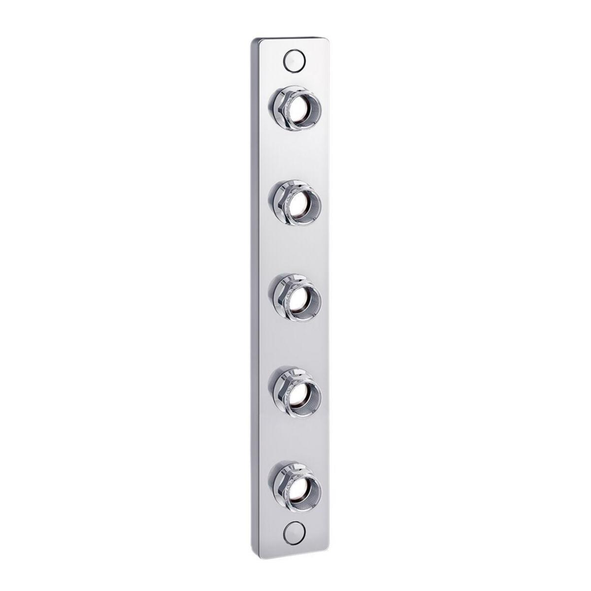 Väggbricka 5-håls 60cc A-Pex, Trio - TRIO VÄGGBRICKA 5-VÄGS D.L G15 60C/C, 16X2,0-2,2 PEX,BF,KROM