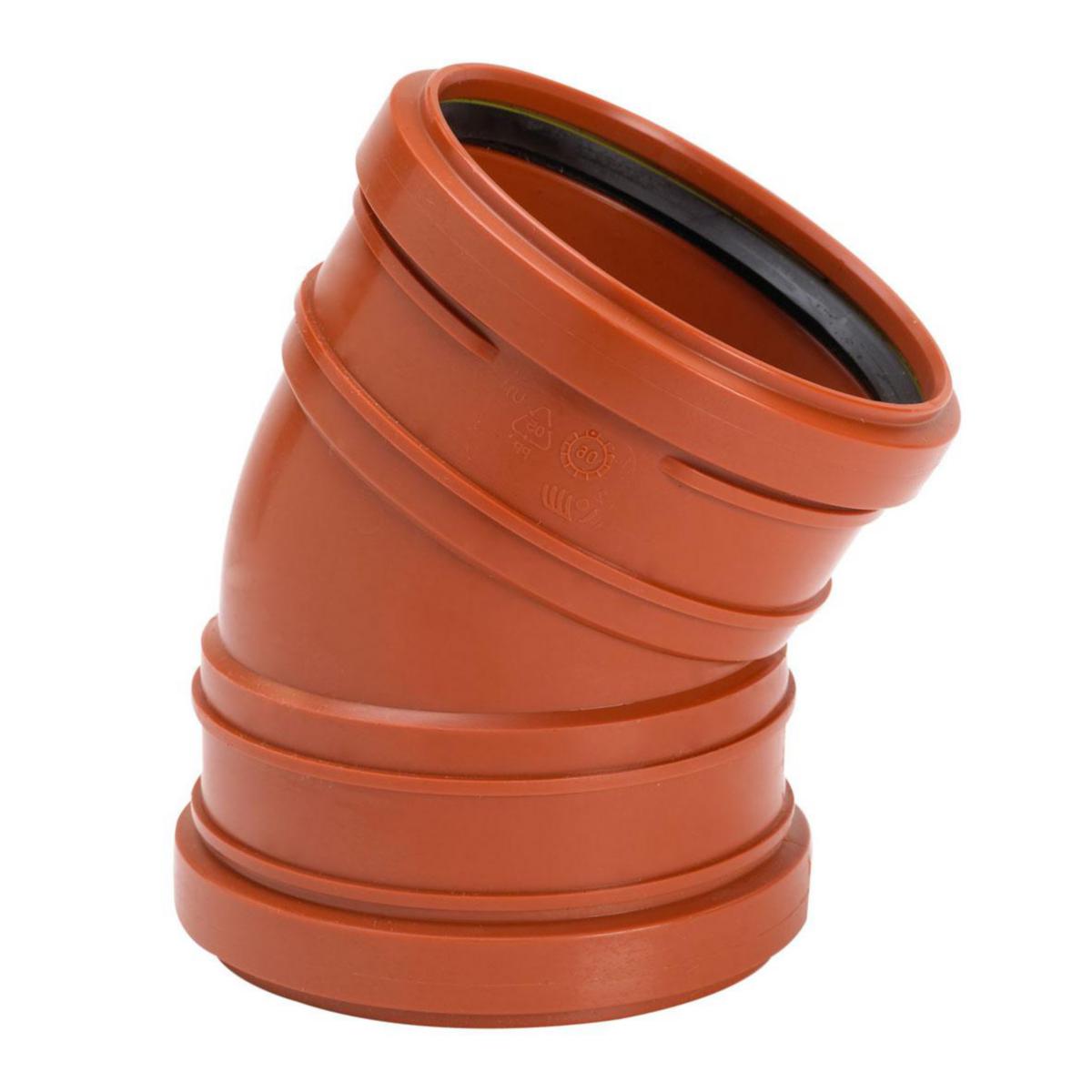 Sewer bend PP 30° with 2 sockets - 160x30° PP SEWER BEND 2 SOCKETS, EN1852 PBB.5215