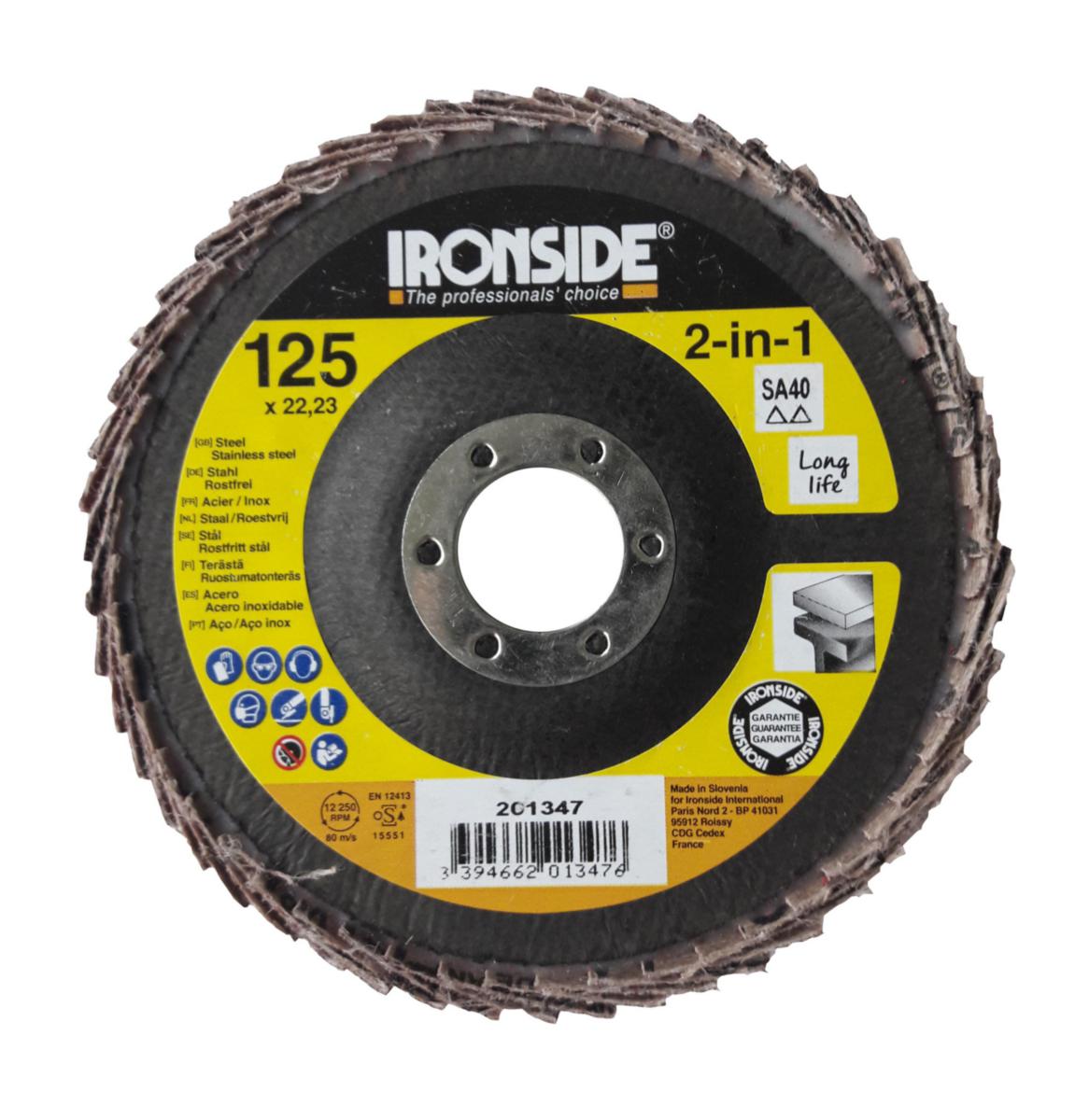 Flap Discs Angle Ironside - FLAP DISC S ANGLE IRONSIDE 125X22 K40 CERAMIC 90° 203023
