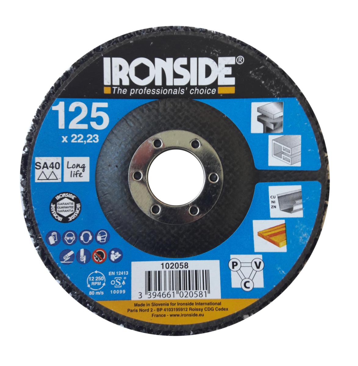 Rough Cleaning Pad Ironside - ROUGH CLEANING PAD IRONSIDE 125X22 WITH HOLE 22 MM CONVEX