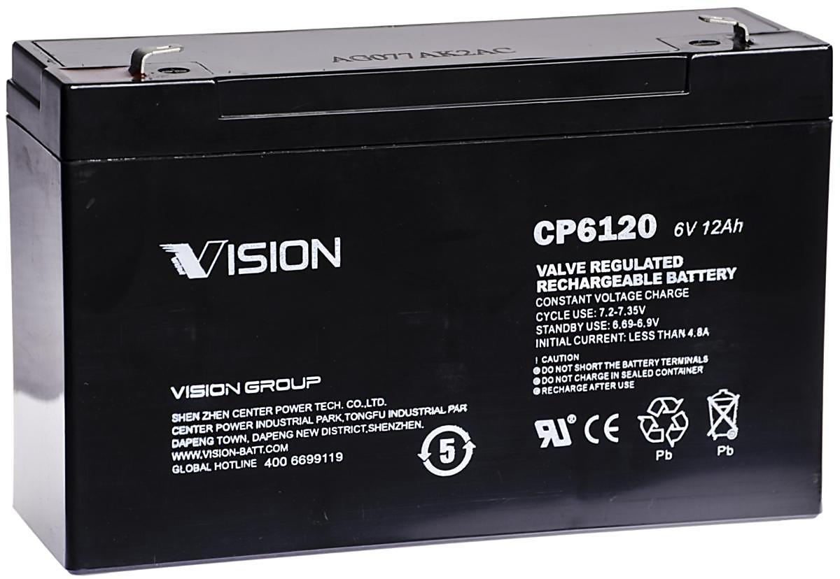 Blybatteri Vision Vrla - BLYBATTERI VRLA 6V 12AH CP6120