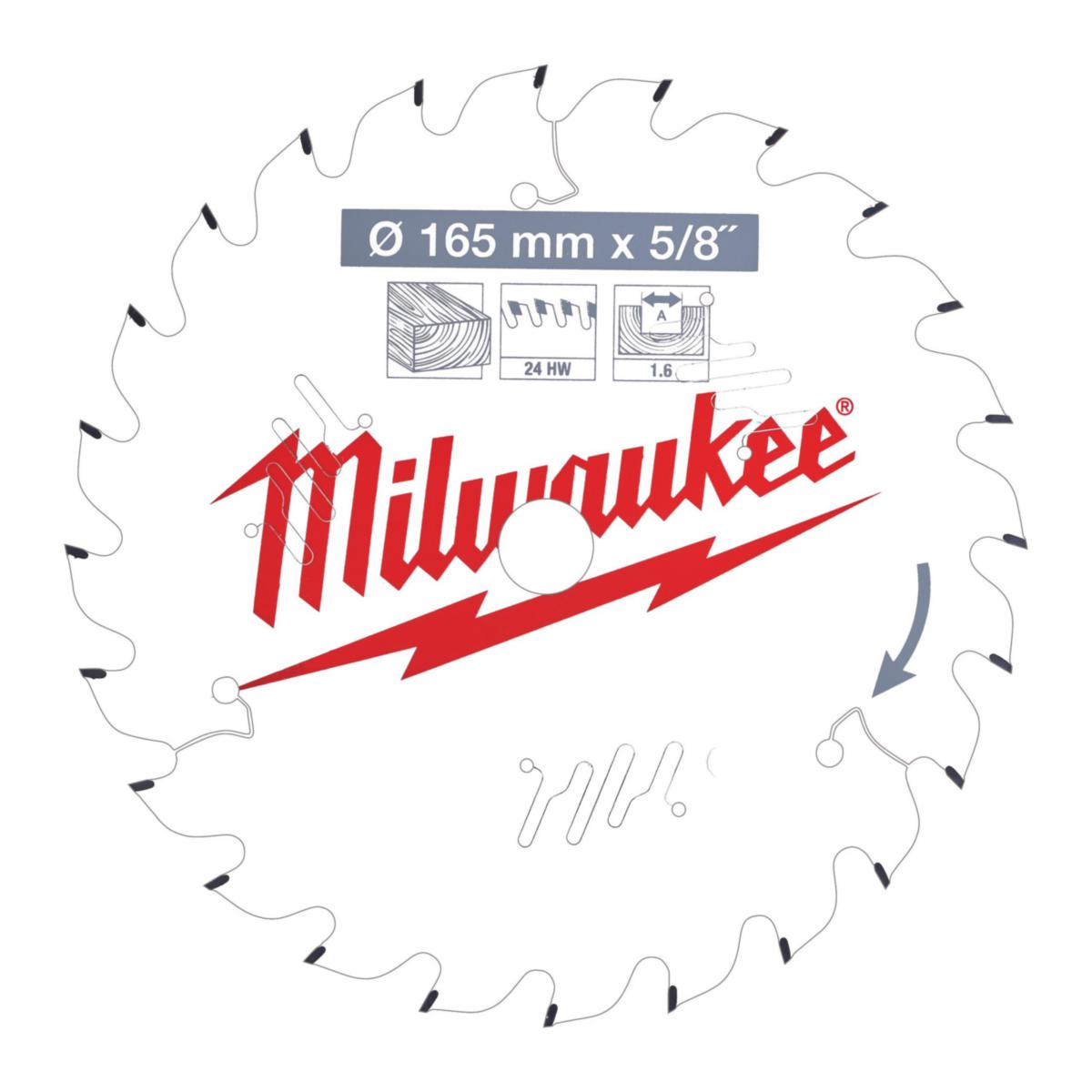 Circular Saw Blade Milwaukee Wood - CIRCULAR SAW BLADE MILWAUKEE WOOD W165X15.87X1.6X24