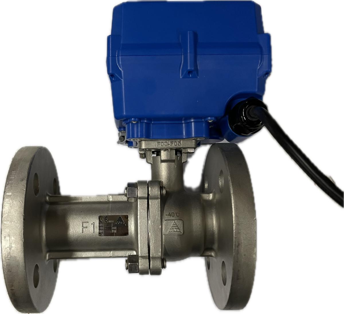 Elektrisk 2-delad kulventil i rostfritt utförande Typ PA192L Flänsad - KULVENTIL PA192L DN15 FL PN40 1.4408/PTFE TCR2 230V