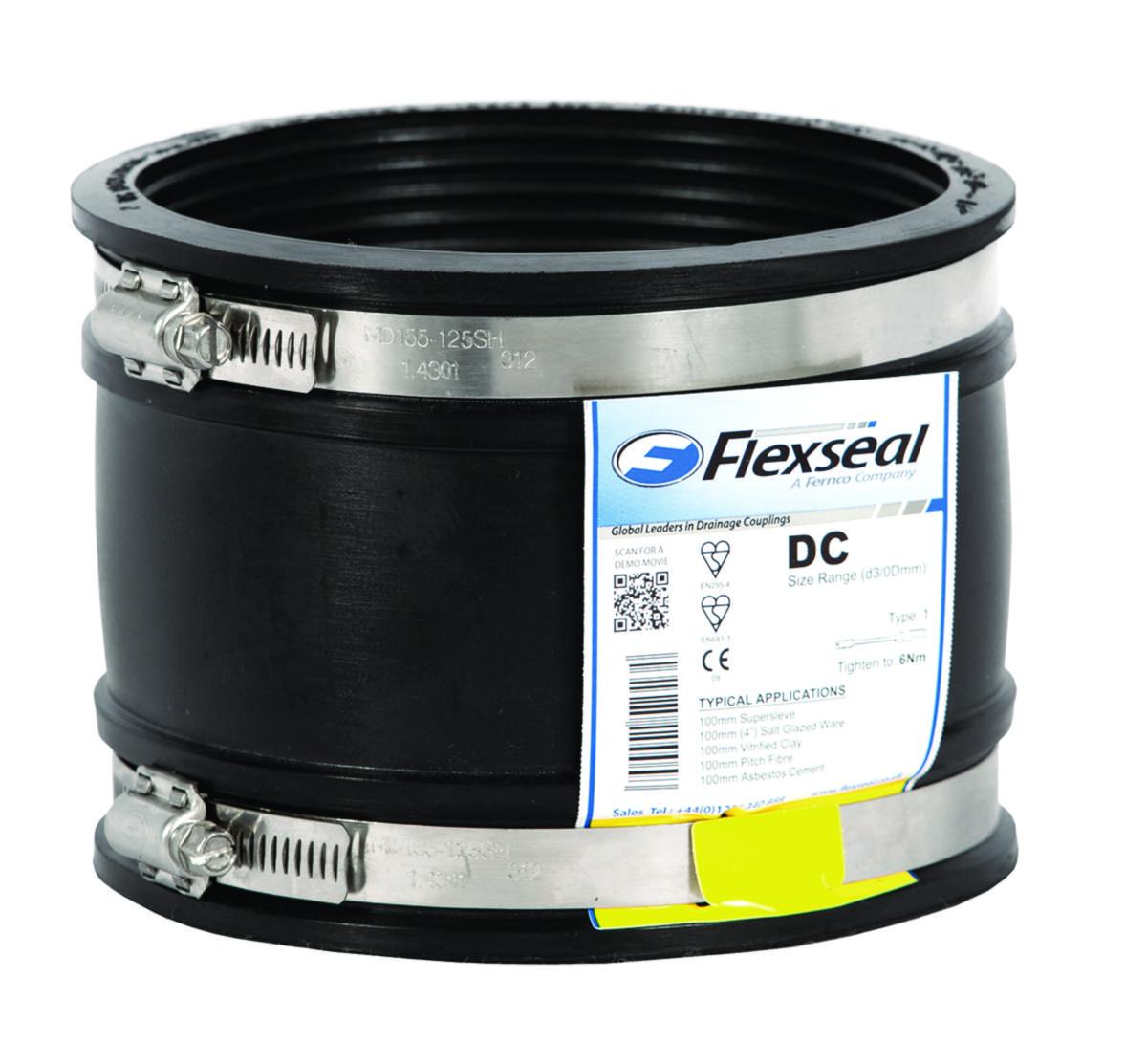 Flexseal DC rak koppling - 110-125MM L100 FLEXSEAL DC EPDM RAK UTAN STÖDPLÅT