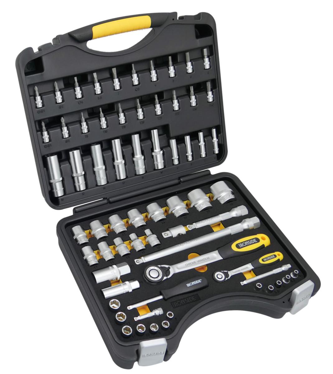 Drive Socket Set Ironside 1/4", 1/2" 65 pieces - SOCKET WRENCH SET IRONSIDE FLANKDRIVE 1/4. 1/2" 65 PCS