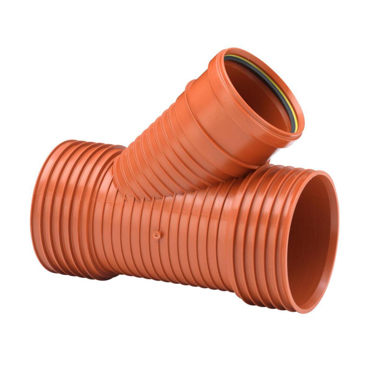 Ultra Rib 2, branch with two sockets, branch-off to smooth pipes - 200x160x45° BRANCH ULTRARIB 2 SOCK/SM SOCK, EN13476 PBB.5216