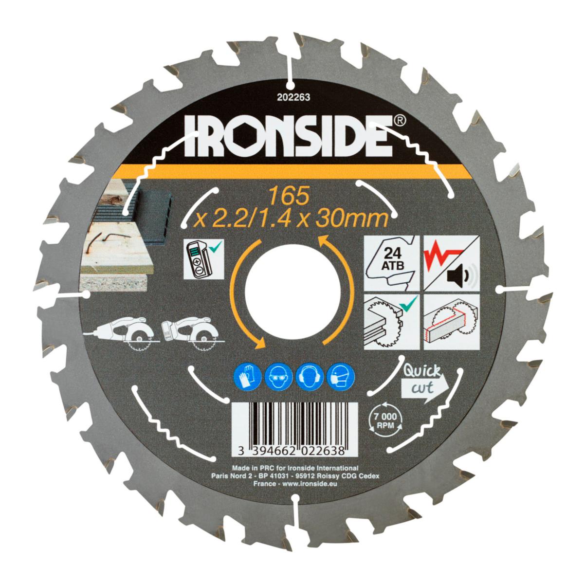 Circular Saw Blade Ironside Wood with Nails - CIRCULAR SAW BLADE IRONSIDE 165MM 24T WOOD M SP H30/20/16
