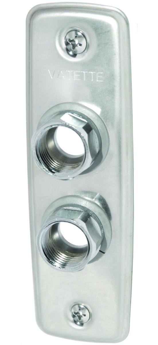 Väggbricka för dim 10,12 och 15, Vägggenomföringssystem, Vatette - VATETTE 2-HÅLS VÄGGBRICKA FRK 10,12,15 CU-RÖR VA 634382