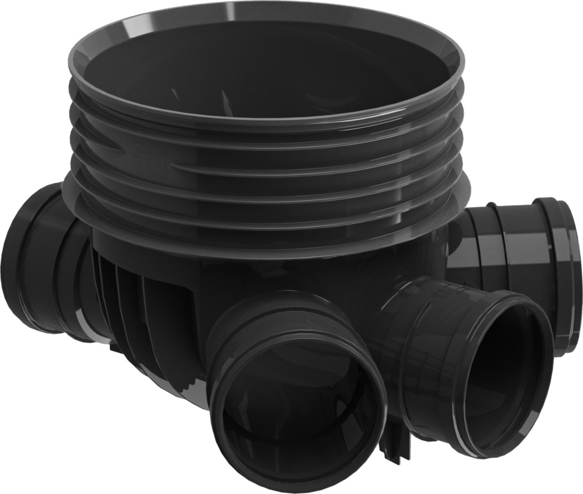 Tillsynsbrunn 400, Uponor, 3 inlopp - 400x200 TILLSYNSBRUNN PP SVART 3 INLOPP, UPONOR