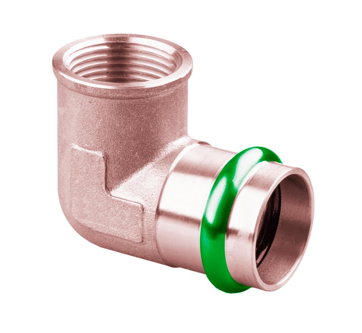 Bend 90° with 1 socket/external thread Type V, a-collection - 22xR20 ELBOW 90° CU V A-PRESS-FEMALE THREAD