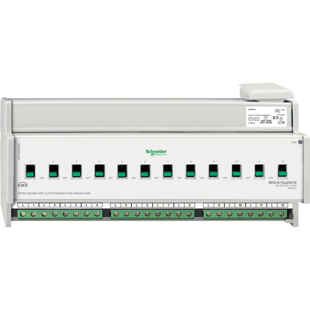 Brytaktor 16A Standard med strömdetektering Schneider - BRYTAKTOR 12X230/16 HANDM DIN KNX