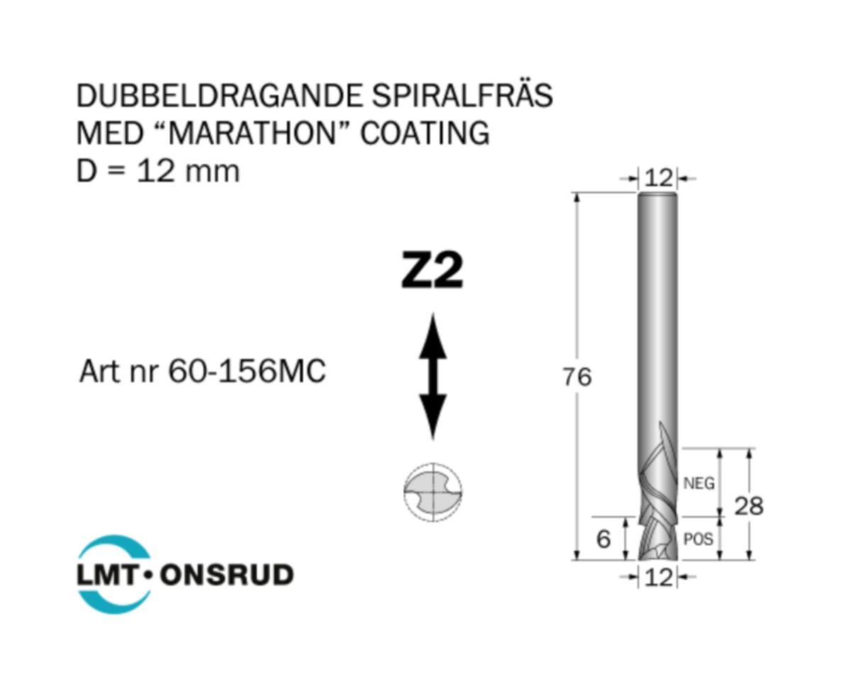 Spiralfräs Cobolt "Marathon" - SPIRALFRÄS COBOLT D12 POS&NEG L28 TL76 Z2 S12 SOLID HM