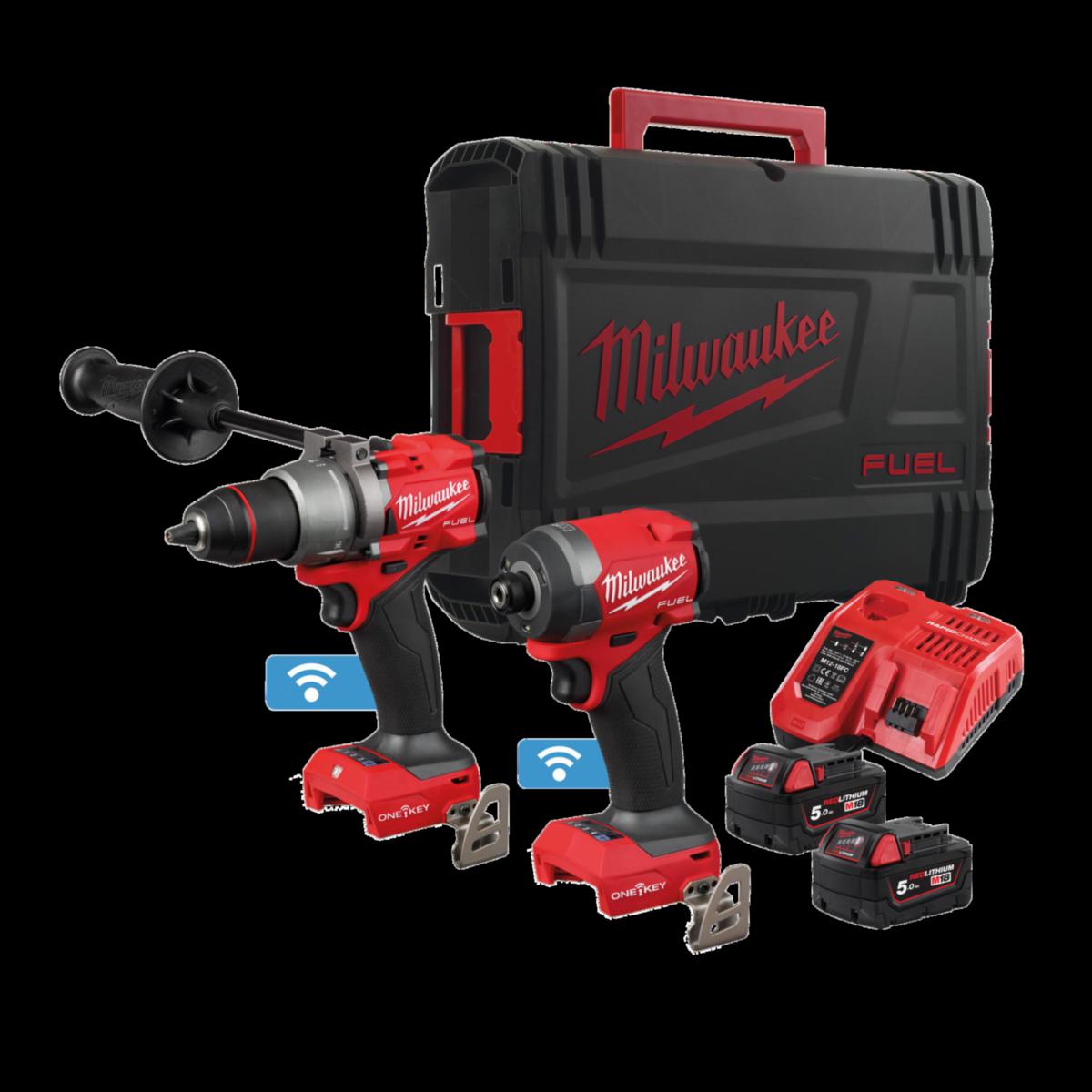 Kombipakke Milwaukee M18 ONEPP2A3-502X - KOMBIKIT MILWAUKEE M18 ONE PP2A3-502X, 2 X 5,0AH + LADD