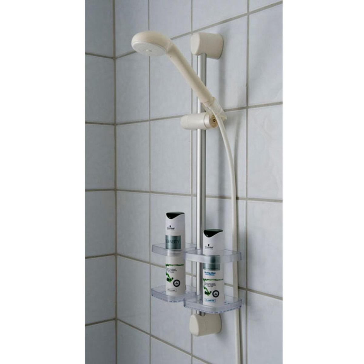 Duschset 404, NGL - NGL DUSCHSTÅNG,GLIDER,TVÅLKOPP VIT, L=600 D=22 SKRUVFÄSTE