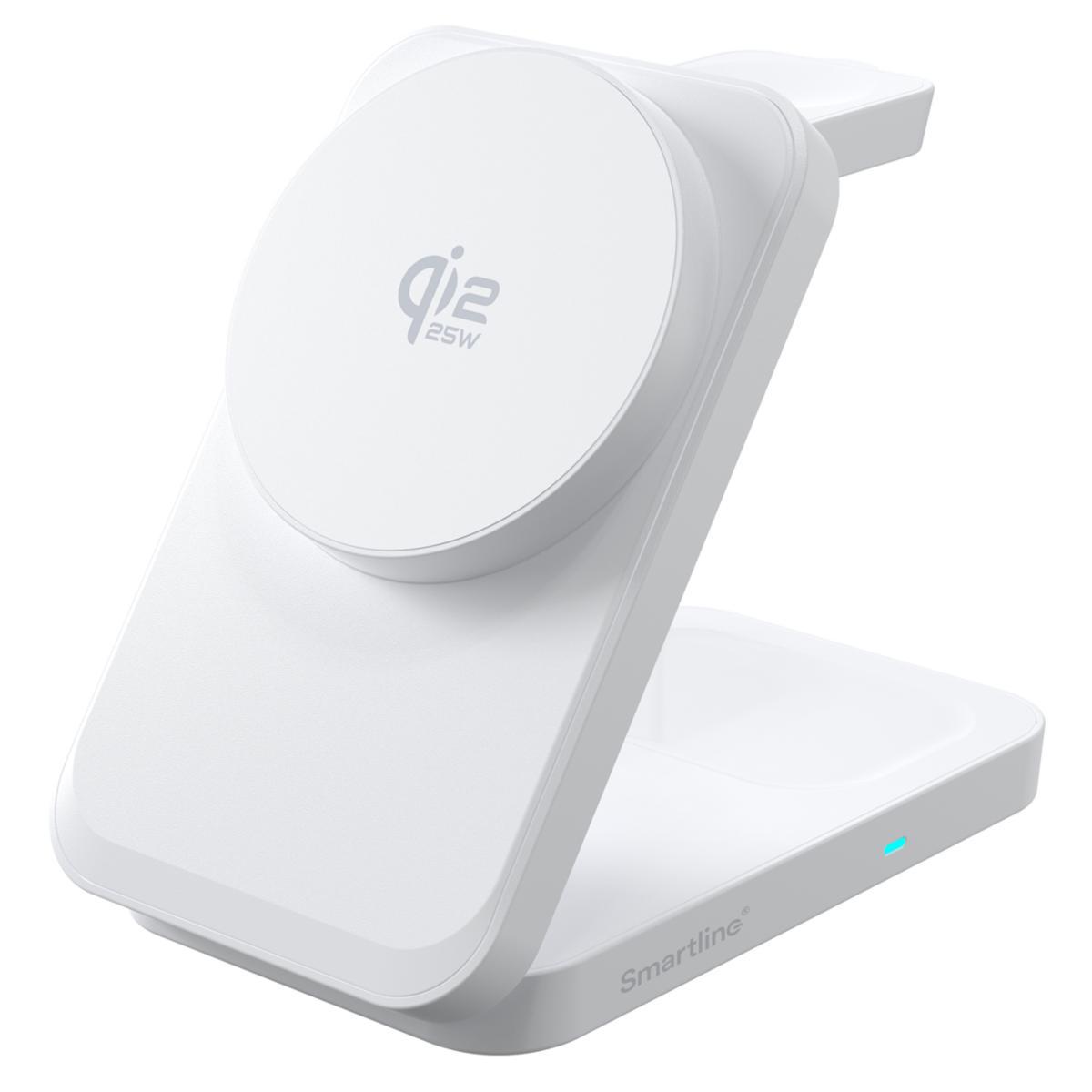 Laddstation 3 i 1, vikbar - LADDSTATION 3 IN 1 VIT QI25W VIKBAR SMARTLINE
