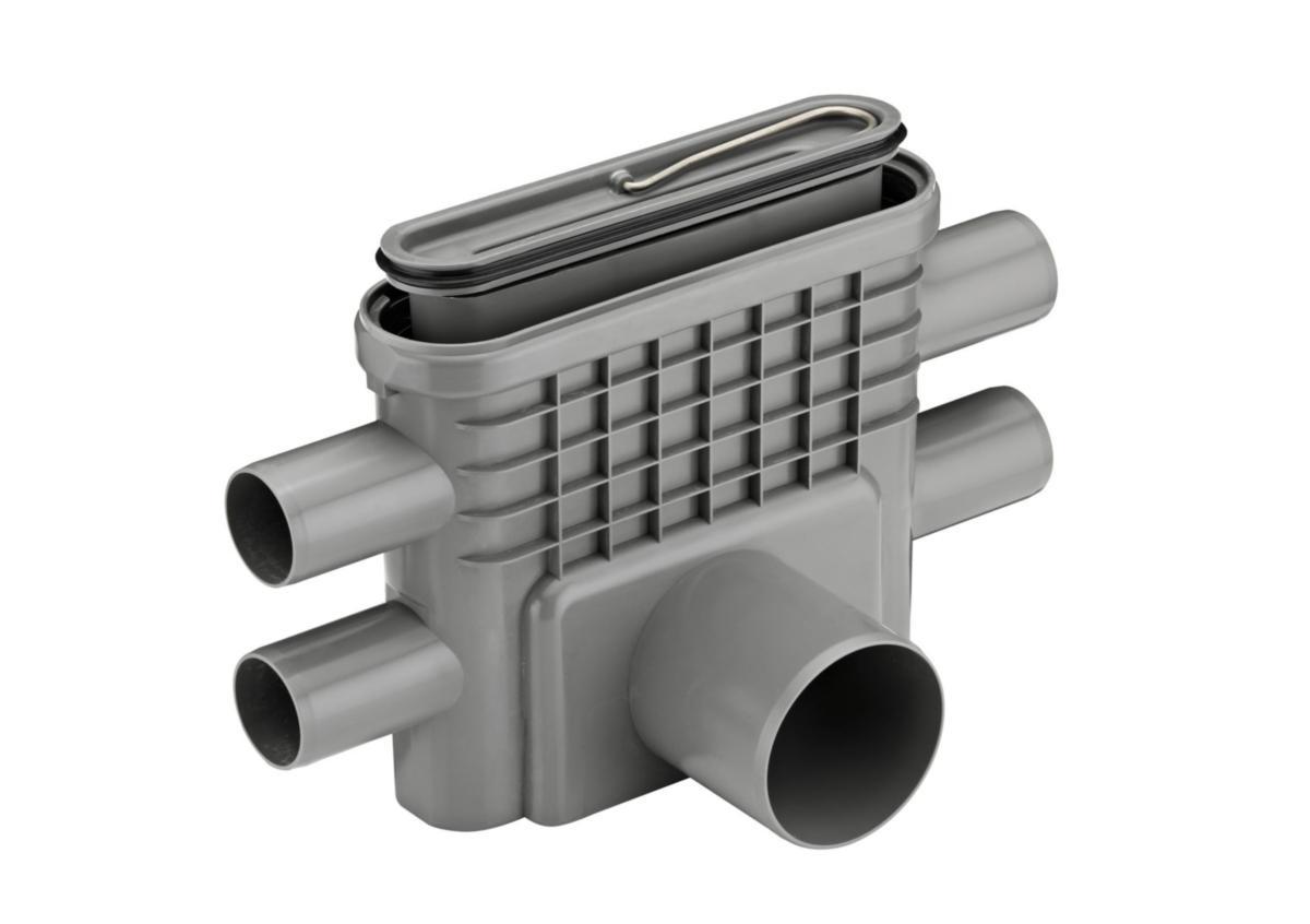 Utloppshus Unidrain 4 extra utlopp, Jafo - UTLOPPSHUS 75MM SIDOUTL, VLÅS 4X40MM EXTRA INL, UNIDRAIN