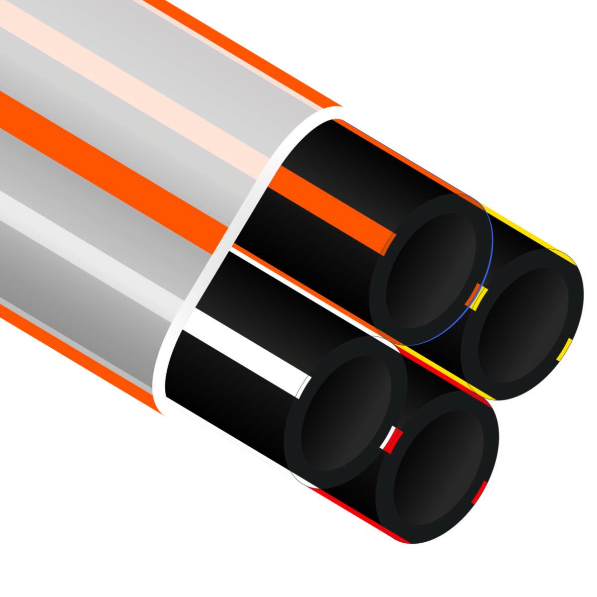 Mikrodukt Tjockväggig DB4 20/16 - LF OPTORÖR 4X20/16 ORANGE 1KM