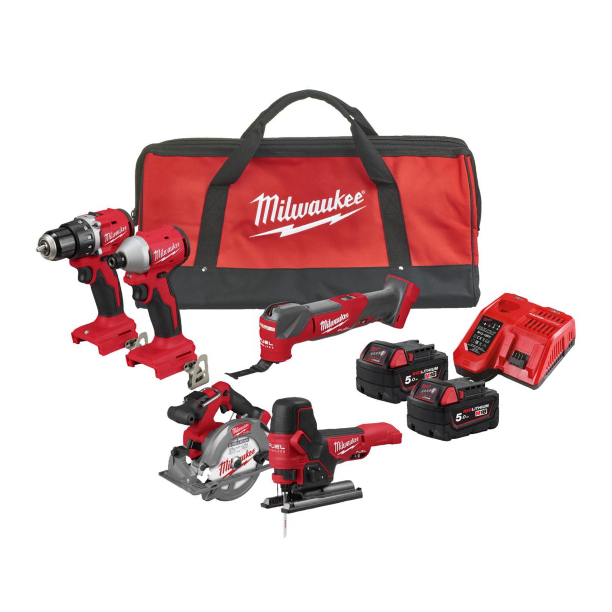Kombikit Milwaukee M18 BLCPP5A-502B - KOMBIKIT MILWAUKEE M18 BLCPP5A-502B, 2 X 5 AH + LADD