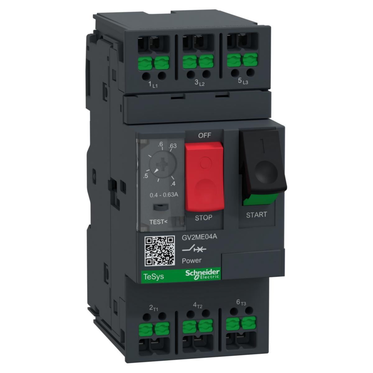 Motor protection switch GV2ME Snap-in - MOTOR CB TH-MAG 0.63A SNAP-IN