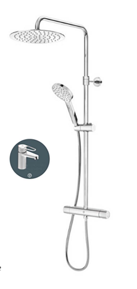Ceiling shower set Estetic with enclosed washbasin mixer, Gustavsberg - GBG MIXERPACK ESTETIC 160 SHOW.SET/WB MIXER, M.BLACK