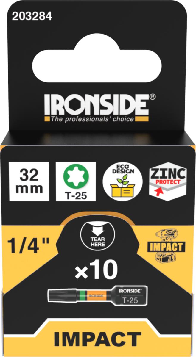 Impact bits Ironside Torx 10-pack - IMPACT BITS IRONSIDE TX25 10-PACK 32MM 203284