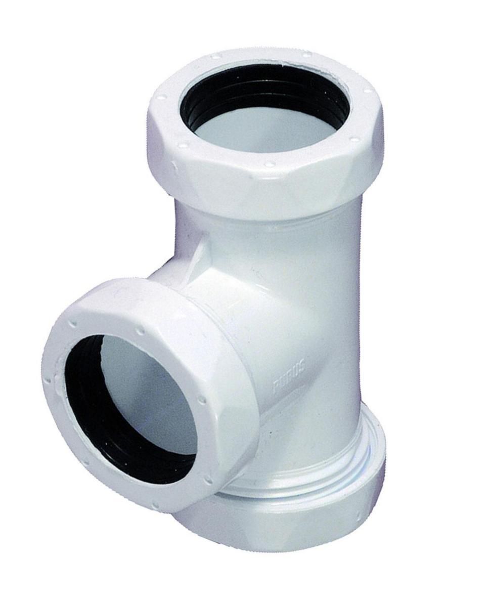 T-connector 90° with three connections for drain pipes, Purus - 32 TEE WHITE PURUS