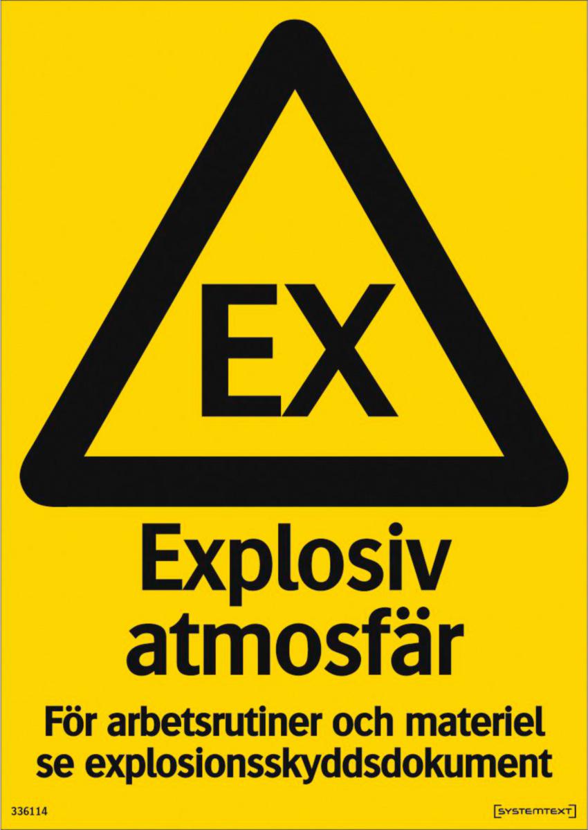 Varningsskyltar "Fara" - EXPLOSIV ATMOSFÄR HÅRDPLAST 210X297 MM