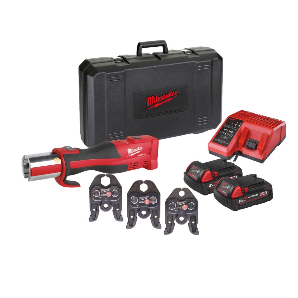 Pressmaskin Milwaukee M18 BLHPT 202C V-SET - PRESSVERKTYG MILWAUKEE M18 M18BLHPT 202C VSET 18V 2X2,0AH