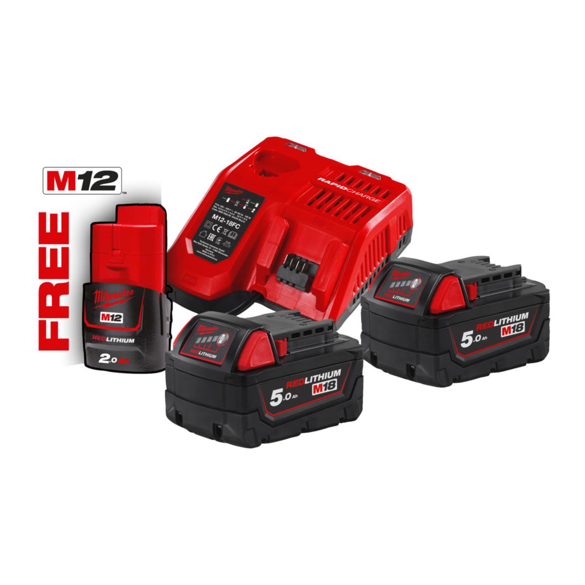 Batterikit Milwaukee M18 NRG-502 - BATTERIPACK MILWAUKEE M18 NRG-502 2X5.0AH SNABBLADD.