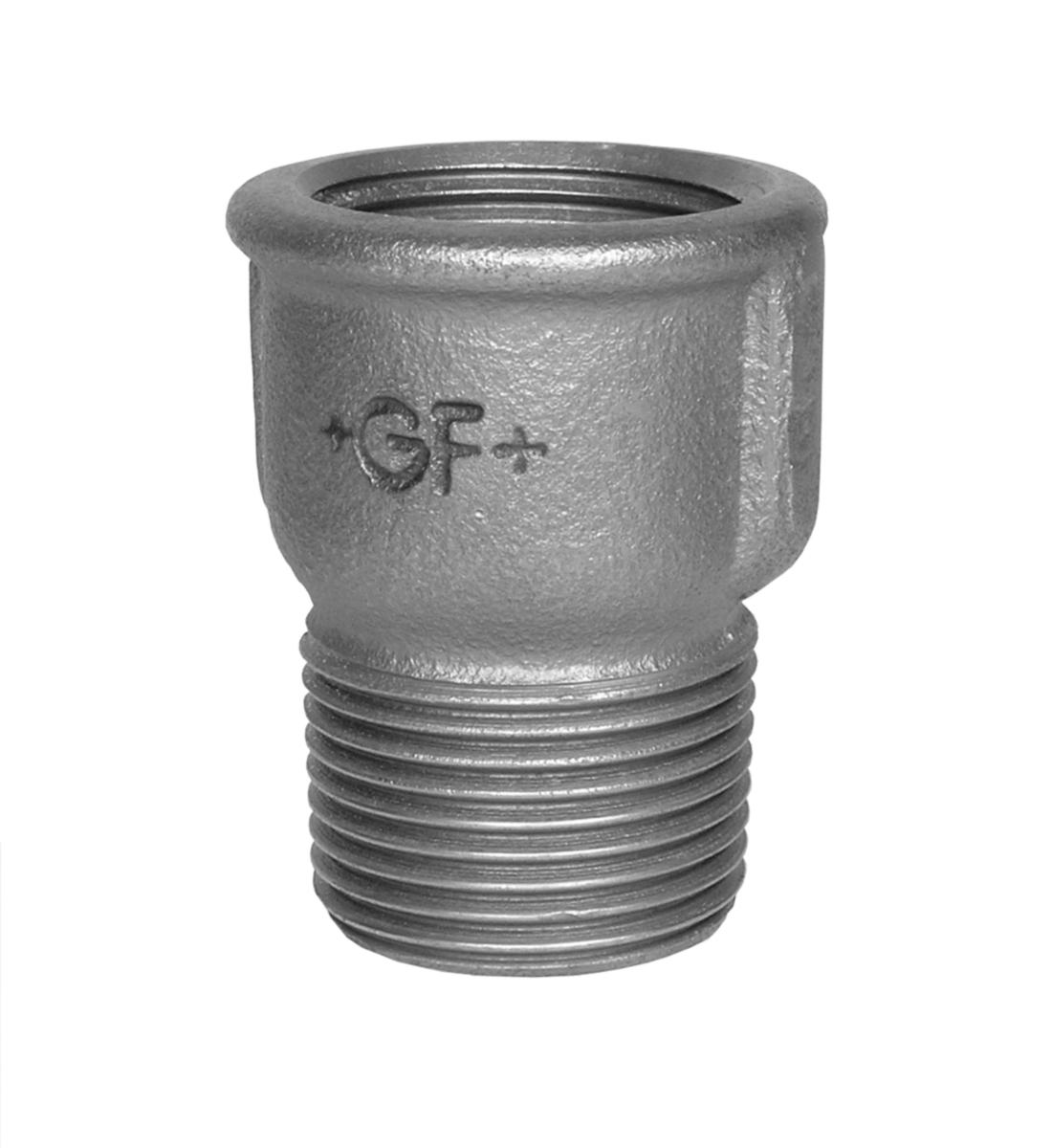 Muff, aducerad, svart, in- och utvändig gänga. Int nr 529a. - 15 SV AD MUFF NO 529A IN/UTV GG EN10242/A2