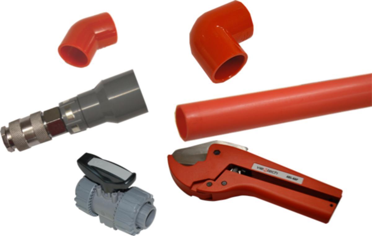 Tillbehör till Renblåsningscentral, Ateco - SNABBKOPPLING UNION RÖD D=25 ABS