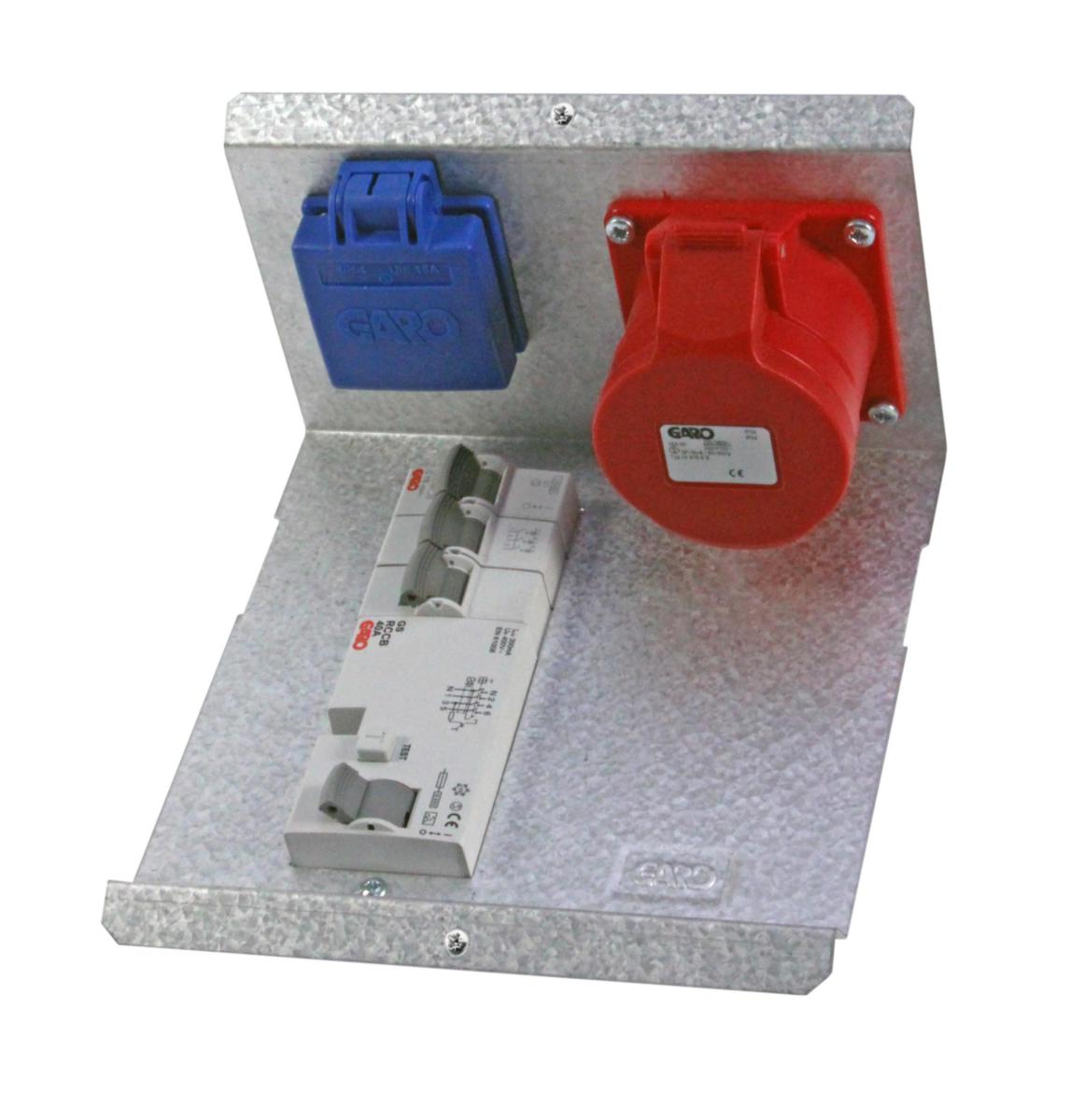 Insert with schuko and UI 416-6 sockets, type AUE, for P100 - INS-P SCHUKO-IEC WO MEAS 0