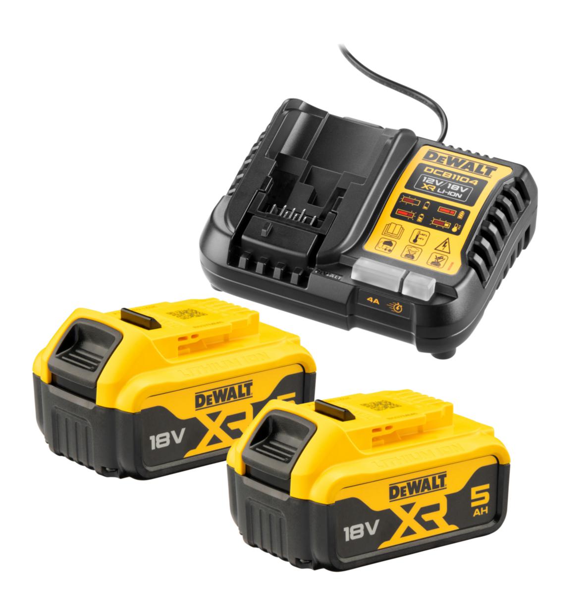 Battery kit DEWALT DCB1104P2 - BATTERY KIT DEWALT 2X5.0AH DCB1104P2-QW CHARGER DCB1104