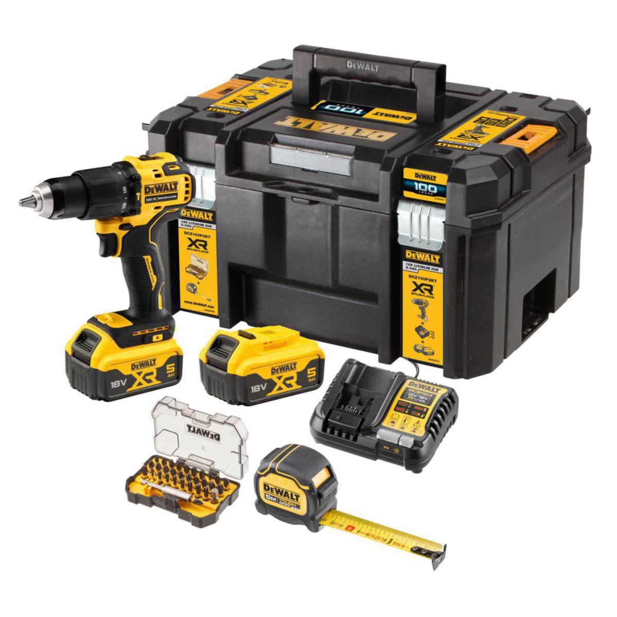 Slagborrmaskin DEWALT DCZ100P2KT - SLAGBORRMASKIN DEWALT DCZ100P2KT-QW MÅTTBAND,BITSSET