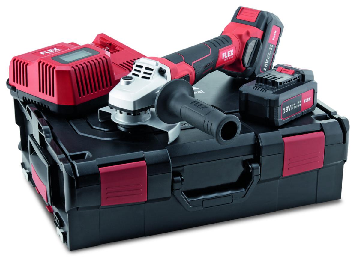 Vinkelslipmaskin Flex LB125 18.0-EC i set - VINKELSLIP FLEX LB125 18.0-EC 18V 9000RPM 5.0AH X2 BATT&LADD
