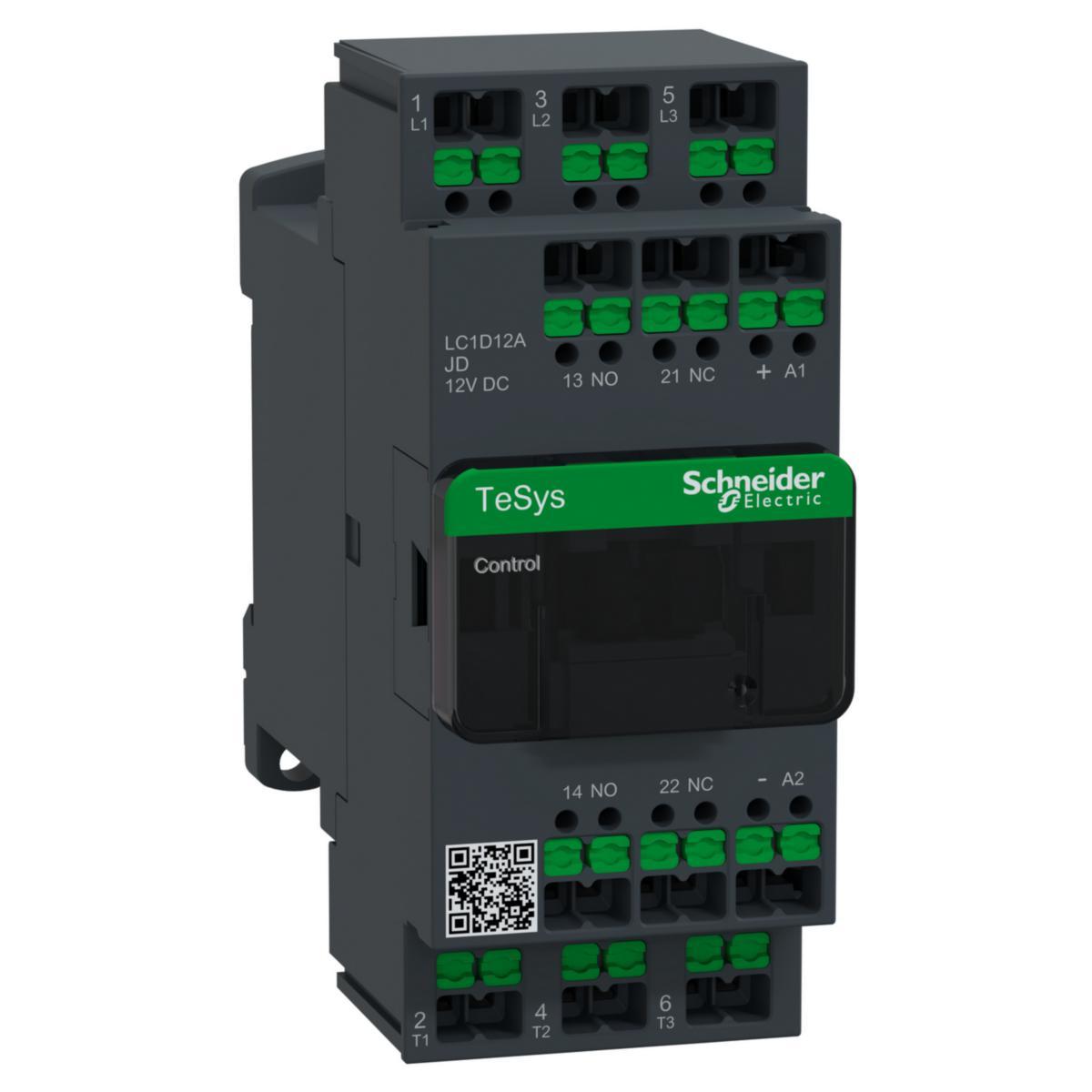 Kontaktor LC1D DC spole 9-38A Snap-in - KNTKR DECA 12A 12V DC SNAP-IN LC1D12AJD