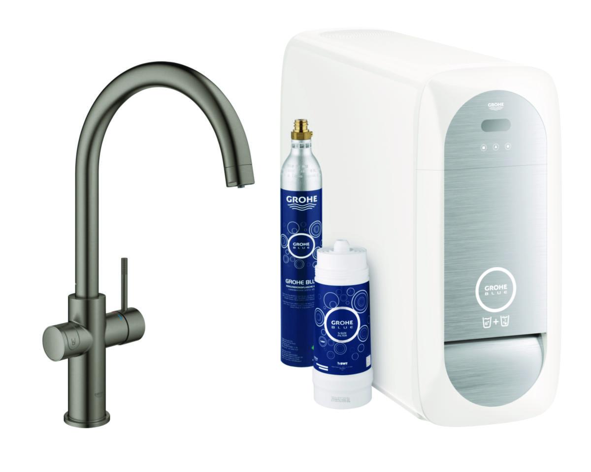 Köksblandare Blue Home ettgrepp kök C-pip, Grohe - GROHE KÖKSBLANDARE 1-GR. BLUE HOME C-PIP, HARD GRAFIT