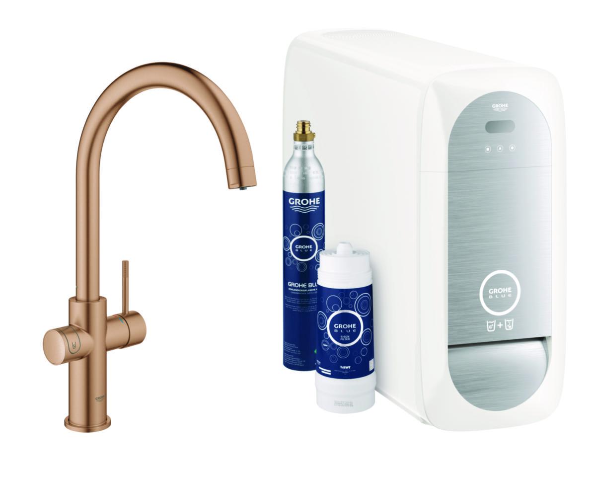Köksblandare Blue Home ettgrepp kök C-pip, Grohe - GROHE KÖKSBLANDARE 1-GR. BLUE HOME C-PIP, ROSEGULD