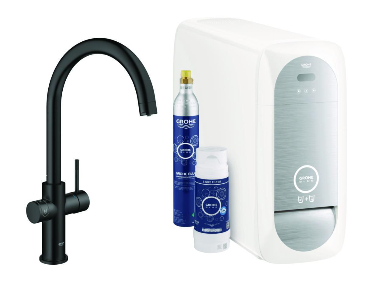 Köksblandare Blue Home ettgrepp kök C-pip, Grohe - GROHE KÖKSBLANDARE 1-GR. BLUE HOME CON. C-PIP, SVART