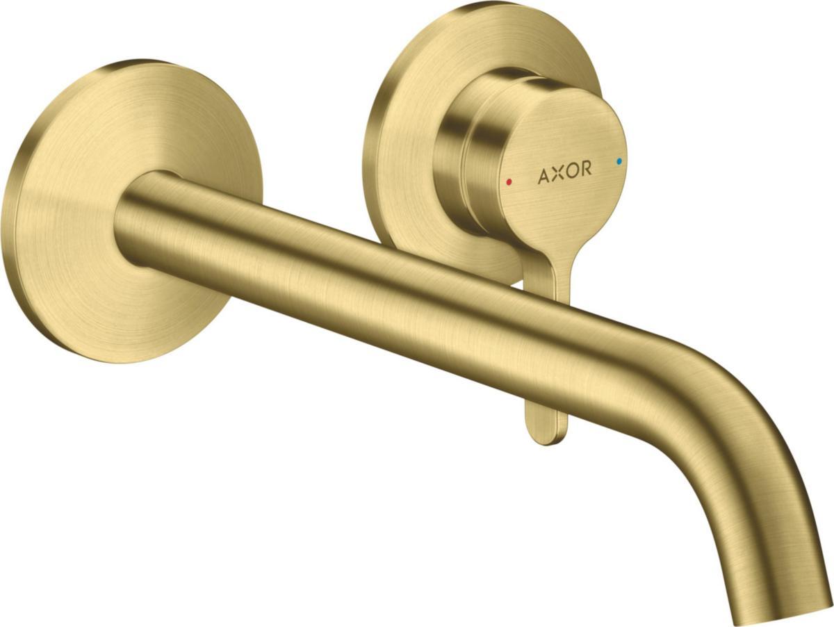 Tvättställsblandare AXOR One 1-grepp 2hål vägg, Hansgrohe - HANSGROHE TVÄTTSTÄLLSBL. AXOR ONE 1-GR,2 HÅL VÄGG BO.MÄSSING