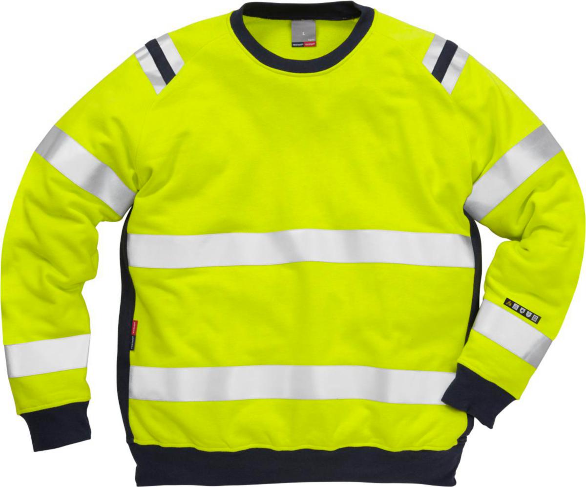 Sweatshirt Fristads 7076 SFLH - Genser Fristads 7076 Hivis kl.3 gul/marine str S