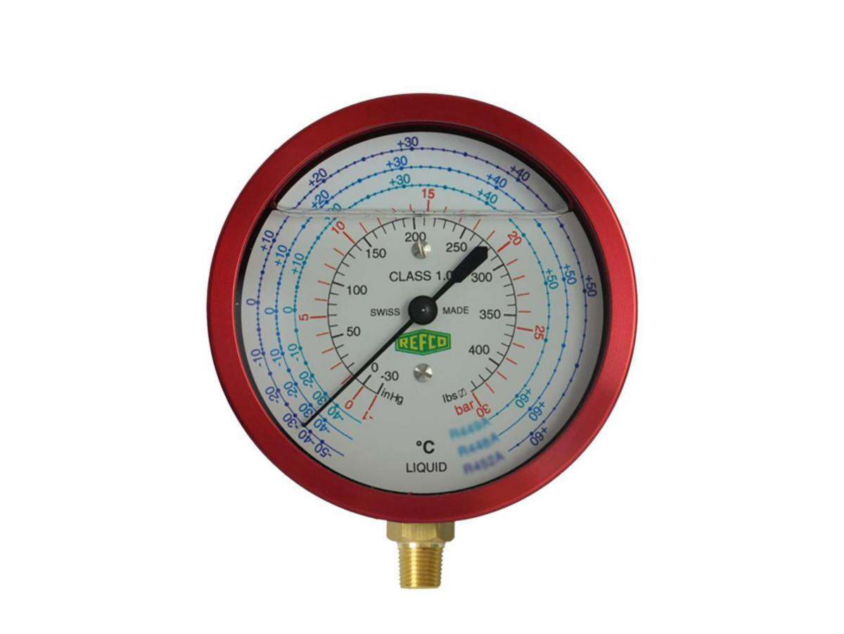 Manometrar 1/8" NPT R452A, R448A, R449A, R404A, R134A - MANNOMETER HP Ø80 OLJEFYLLD R452A R448A R449A R404A R134A