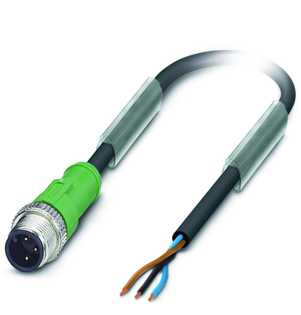 Kablage öppen M12 hane - GIVARKABLAGE M12 3POL HANE 5M SAC-3P-M12MS/5.0-PUR