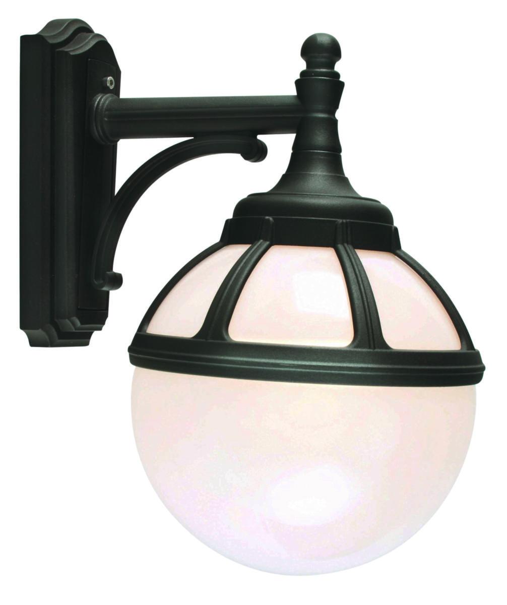 Väggarmatur Bologna, IP 44 Klass II, armaturer i gjutet aluminium - VÄGGARMATUR 311 BOLOGNA SVART 60W E27 IP43 OPAL
